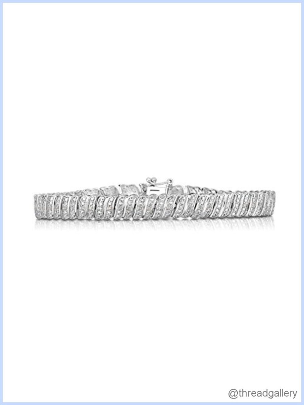 1/4 Cttw Natural Diamond S Link Tennis Bracelet Rhodium Plated Sterling Silver